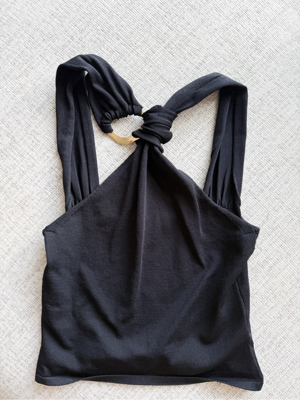 12th Tribe S Black Asymmetrical Crop Tank